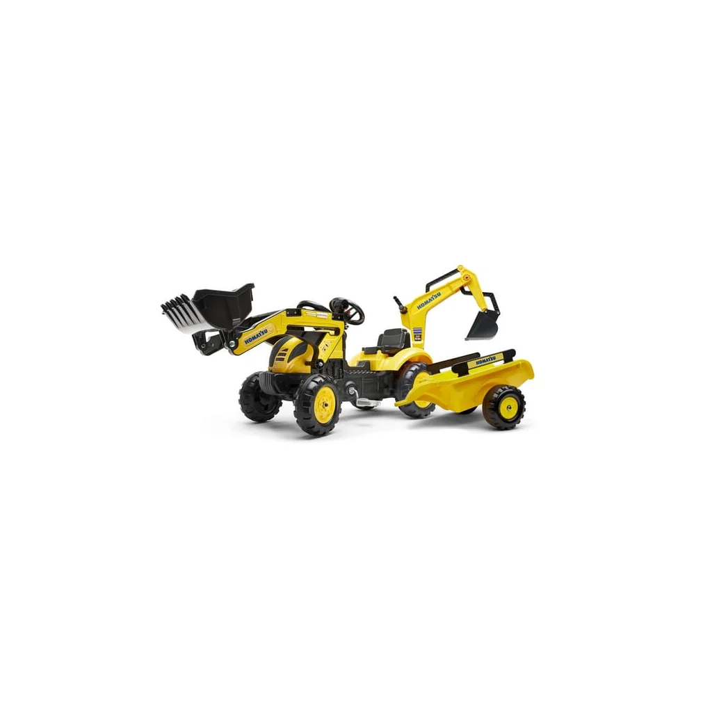 Retroexcavator Komatsu cu încărcător frontal și remorcă F2076N