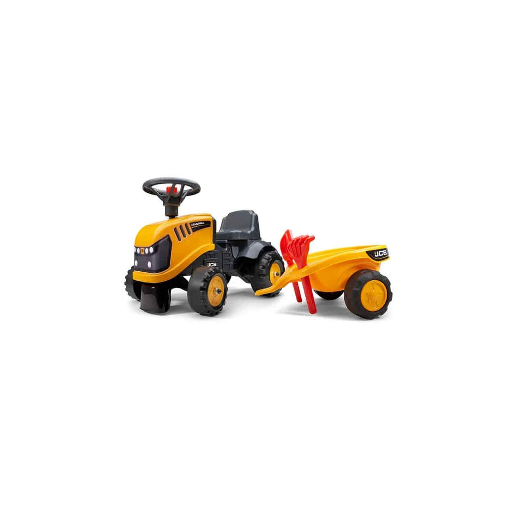 Tractor de jucărie Baby JCB cu remorcă, furcă și lopată F215C