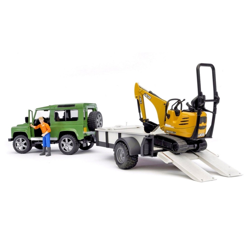 MASINA TEREN LANDROVER DEFENDER CU REMORCA&EXCAVATOR JCB TOY