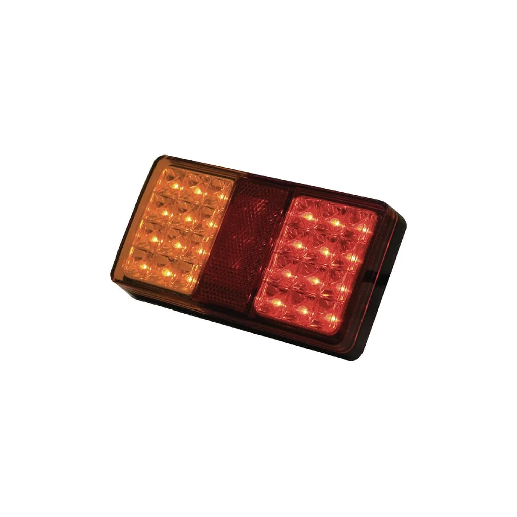 Lampă spate LED pătrată 12/24V roșu/galben cu șuruburi 150x27x80mm 24 LED-uri LA26002AR
