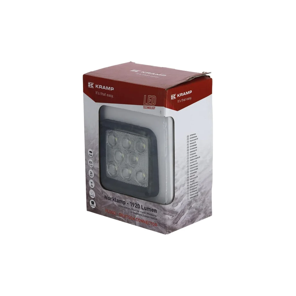 Lampă de lucru LED 24W 1920lm pătrată albă 105x84x95mm tip flood mufă Deutsch 8 LED-uri LA10088
