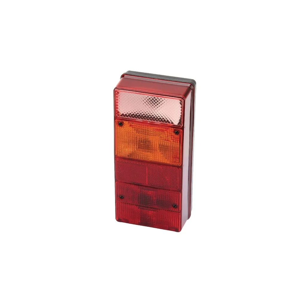 Lampă spate dreapta dreptunghiulară, roșie/transparentă/chihlimbar, cu șuruburi, 220x62x105mm, Ajba LA16114