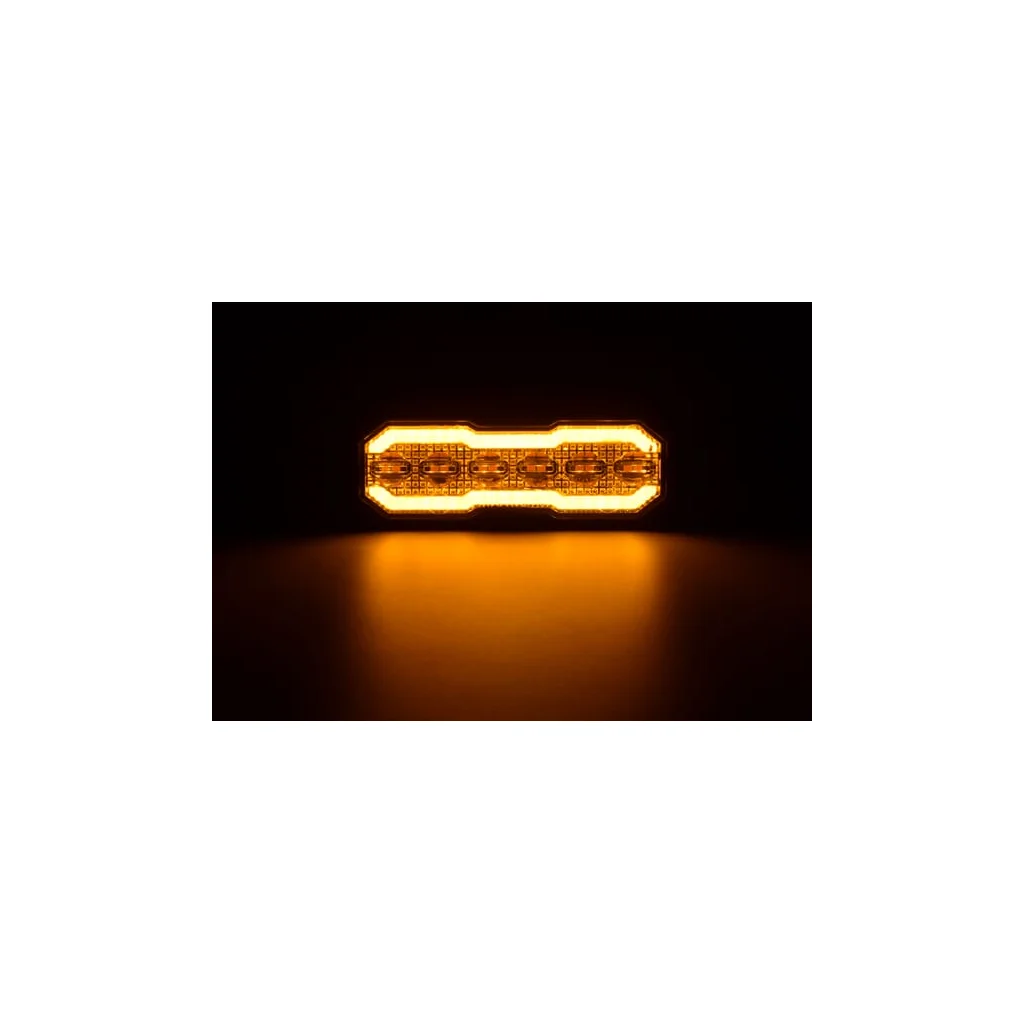 Lumină de avertizare intermitentă / lumină de semnalizare laterală LED, dreptunghiulară, 12/24V, portocaliu/portocaliu, 129x41x1