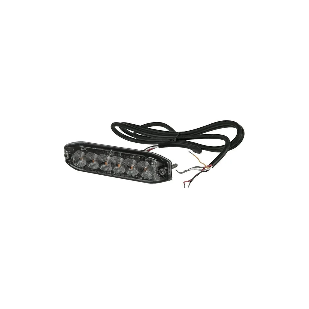 Lumină de avertizare LED intermitentă, rectangulară, 10/30V, portocalie, 130x30x7mm, 6 LED-uri, LA200763M