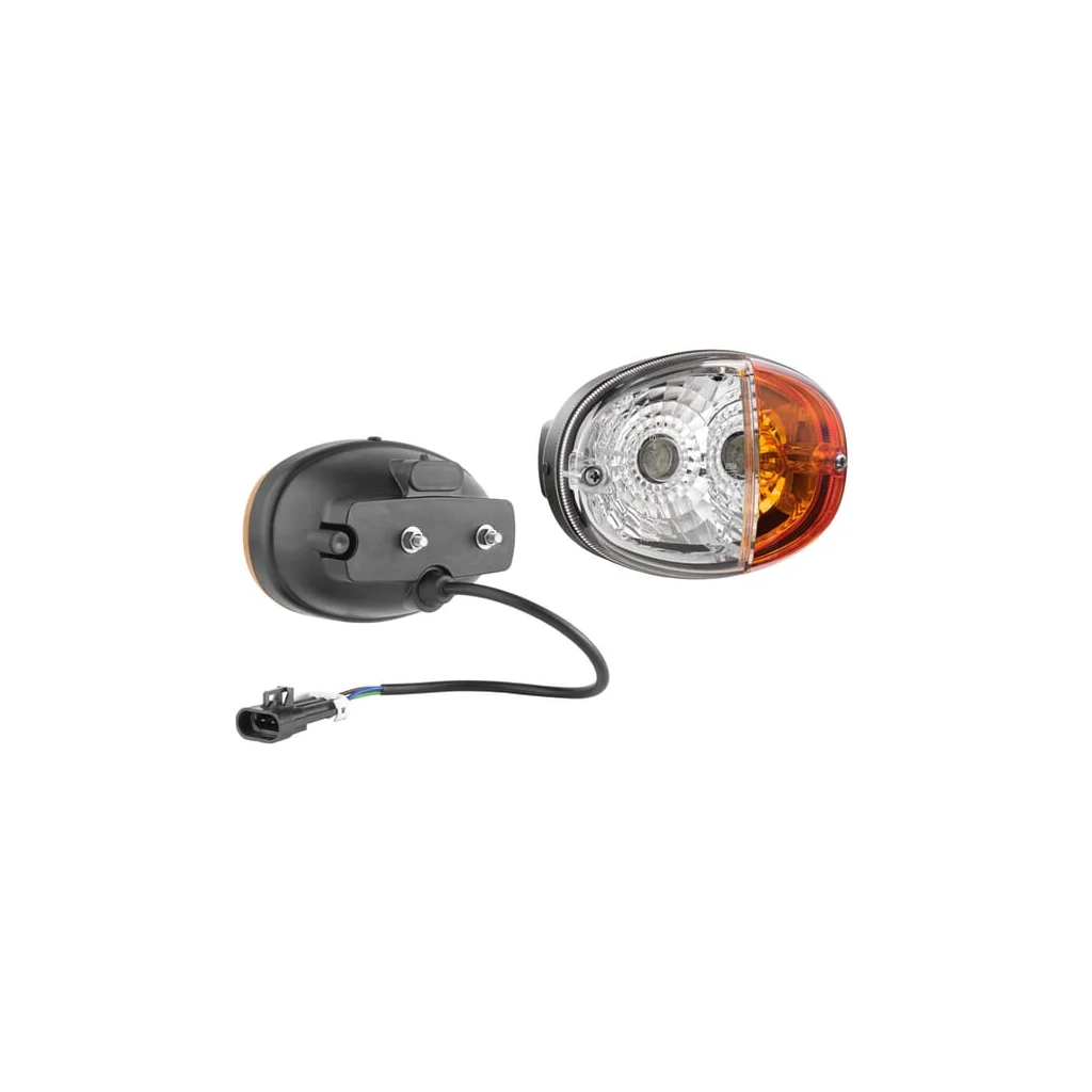 Lumină de direcție și poziție halogen, față, stânga, ovală, 12V, galben/alb, prindere cu șurub, 140x93mm, mufă Delphi, Wesem LT3