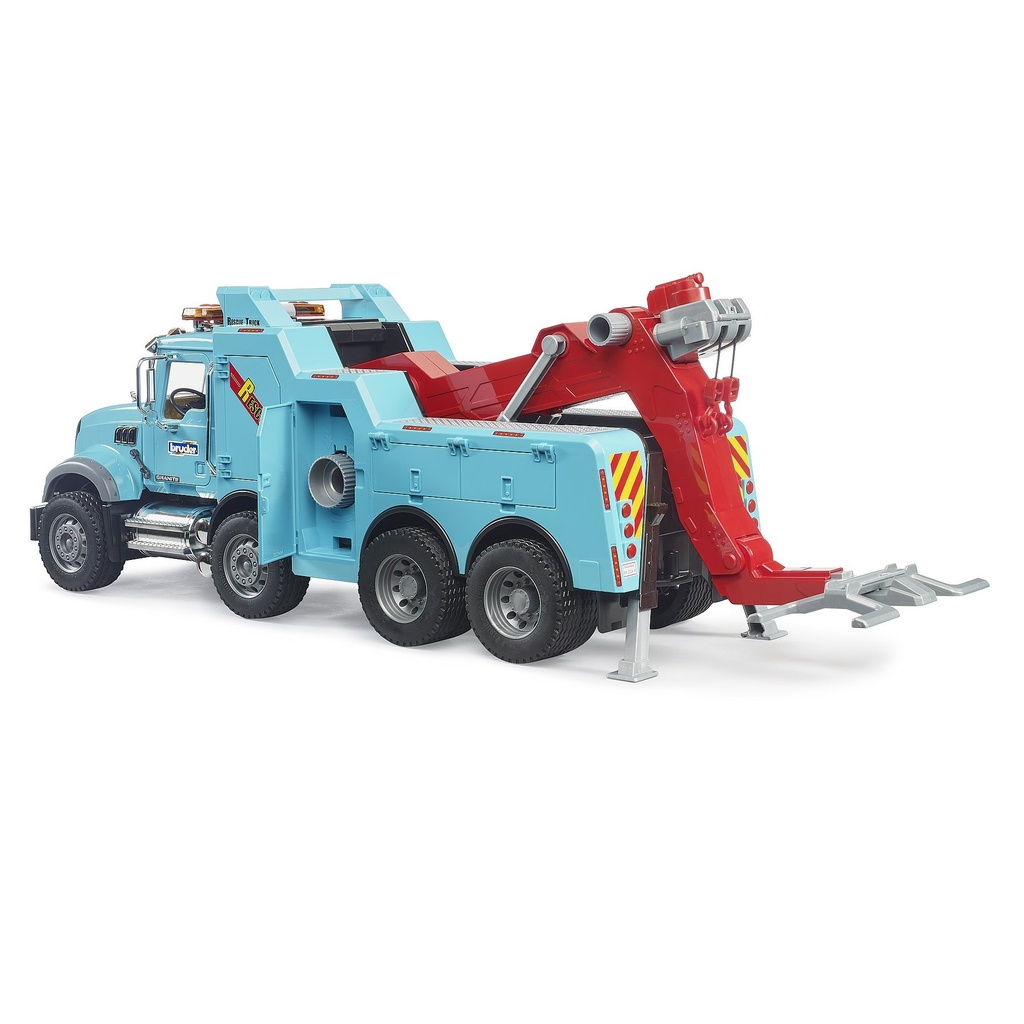 Camion de remorcare Bruder MACK Granite cu lumini si sunet, macara si troliu Toy