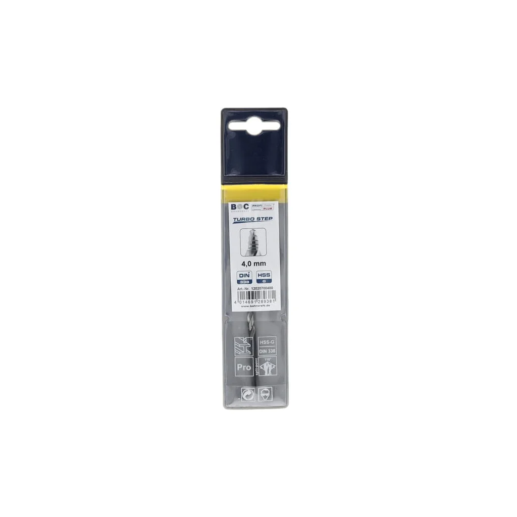 Burghiu 4,0 mm HSS-DIN 338-G TURBO STEP 12020700400