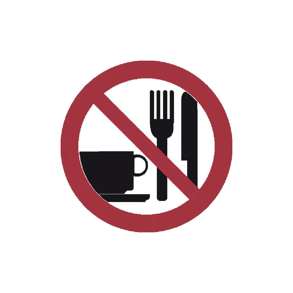 Autocolant semn de interzicere fumatul interzis consumul de alimente și băuturi diametru 200mm Brady WB250050