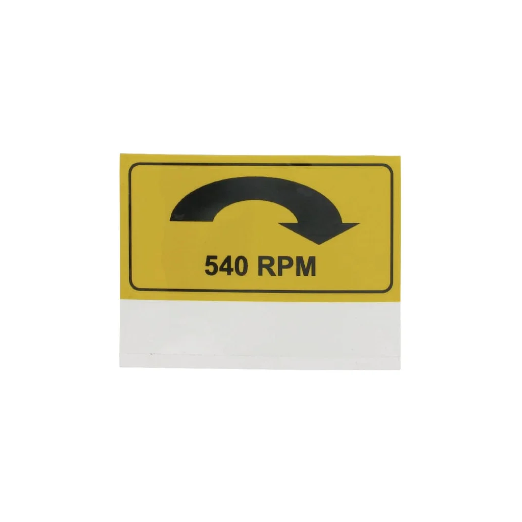 Autocolant avertizare priză de putere (PTO) 540: 540 RPM dreapta 75x38mm WB000020