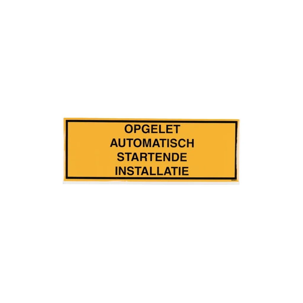 Autocolant semn de avertizare: Atenție instalație cu pornire automată 297x105mm WB251457