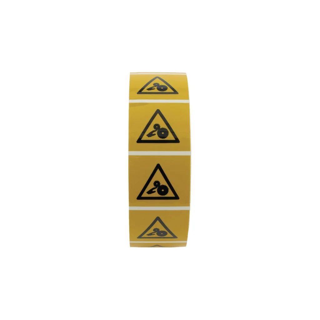 Autocolant semn de avertizare angrenaj utilaje 25x25mm Brady WB223339