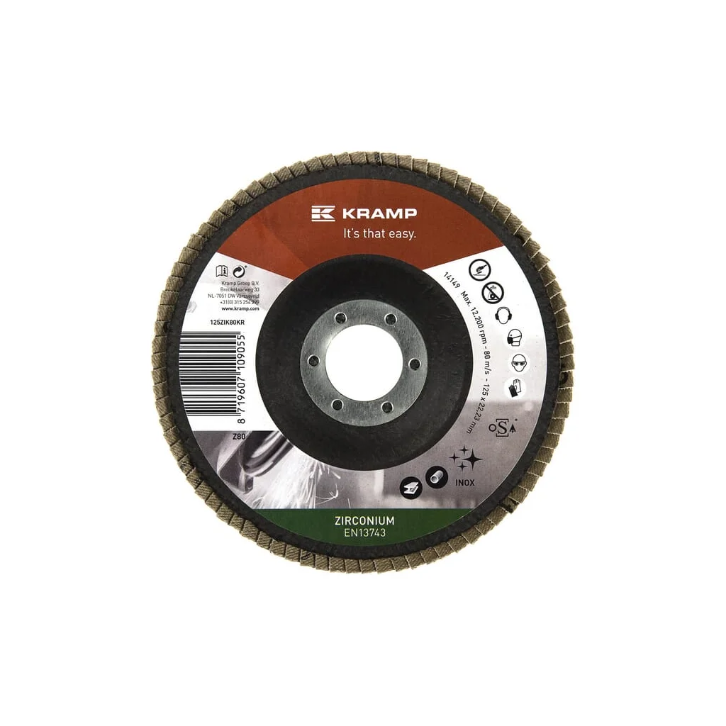Disc de șlefuire lamelar cu zirconiu 125mm granulație 80 125ZIK80KR