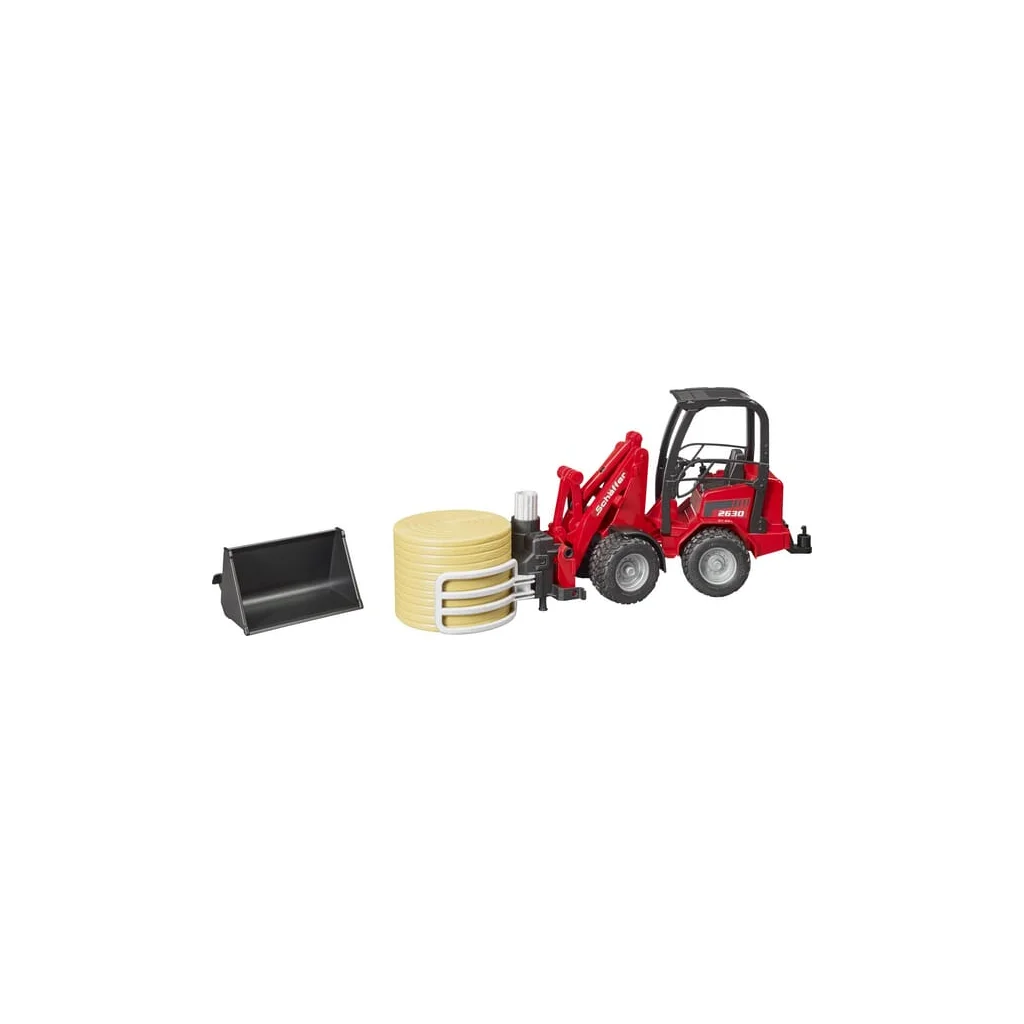 Încărcător compact Schäffer 2630 cu clește pentru baloți rotunzi