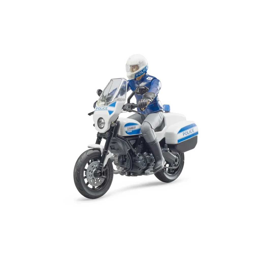 Motocicletă poliție Ducati Scrambler cu motociclist