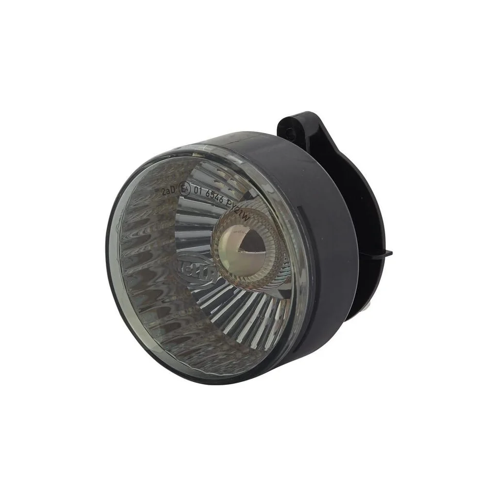 Lumină indicatoare 21W, rotundă, 12V, galben/gri, carcasă: argintie, prindere cu șurub, diametru 66mm, mufă AMP, Hella 2BA009001