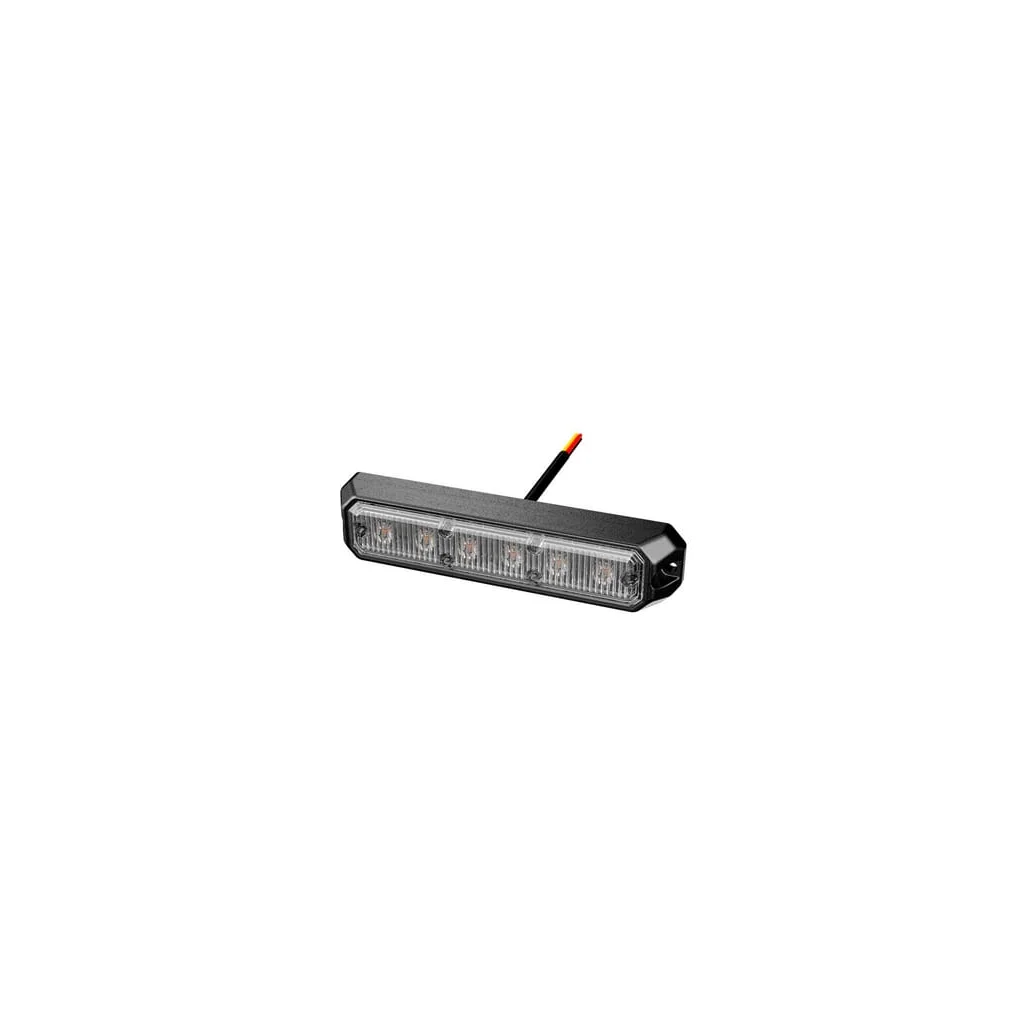 Lumină de avertizare, tip stroboscopic, 12/24 V, galben, 6 LED-uri, orizontală, carcasă din aluminiu 2XD018160001