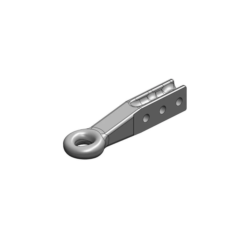 Ochet de remorcare cu diametrul de 50 mm, H-Schaft 80x60, 3 găuri cu diametrul de 25 mm, ISO 20019 00651421A01
