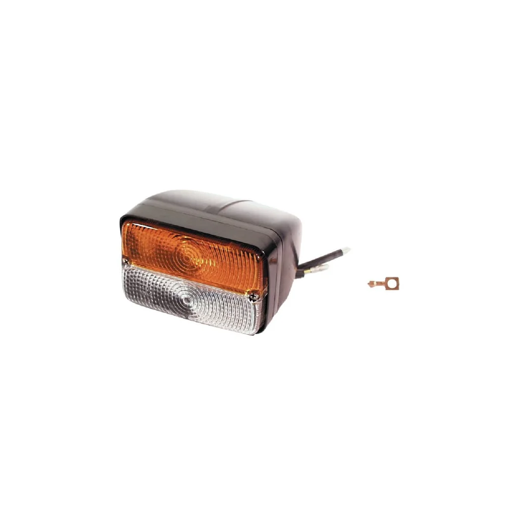 Lumină de direcție și poziție Halogen, față, rectangulară, 12V, chihlimbar/transparent, prindere cu șurub, 120x136mm, Cobo 03134