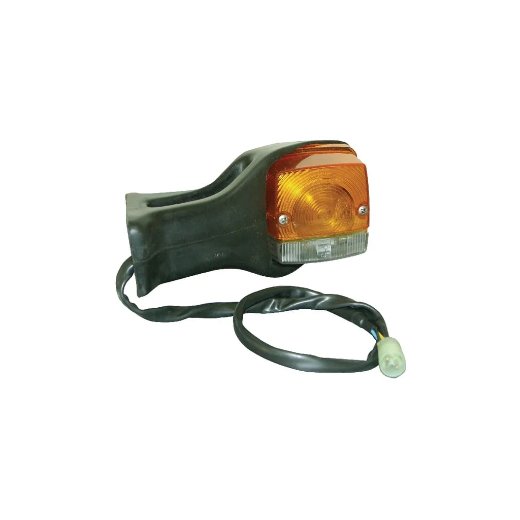 Lumină de direcție și poziție LH Halogen, față, pătrată, 12V, chihlimbar/transparent, prindere cu șurub, mufă 190x AMP, Cobo 034