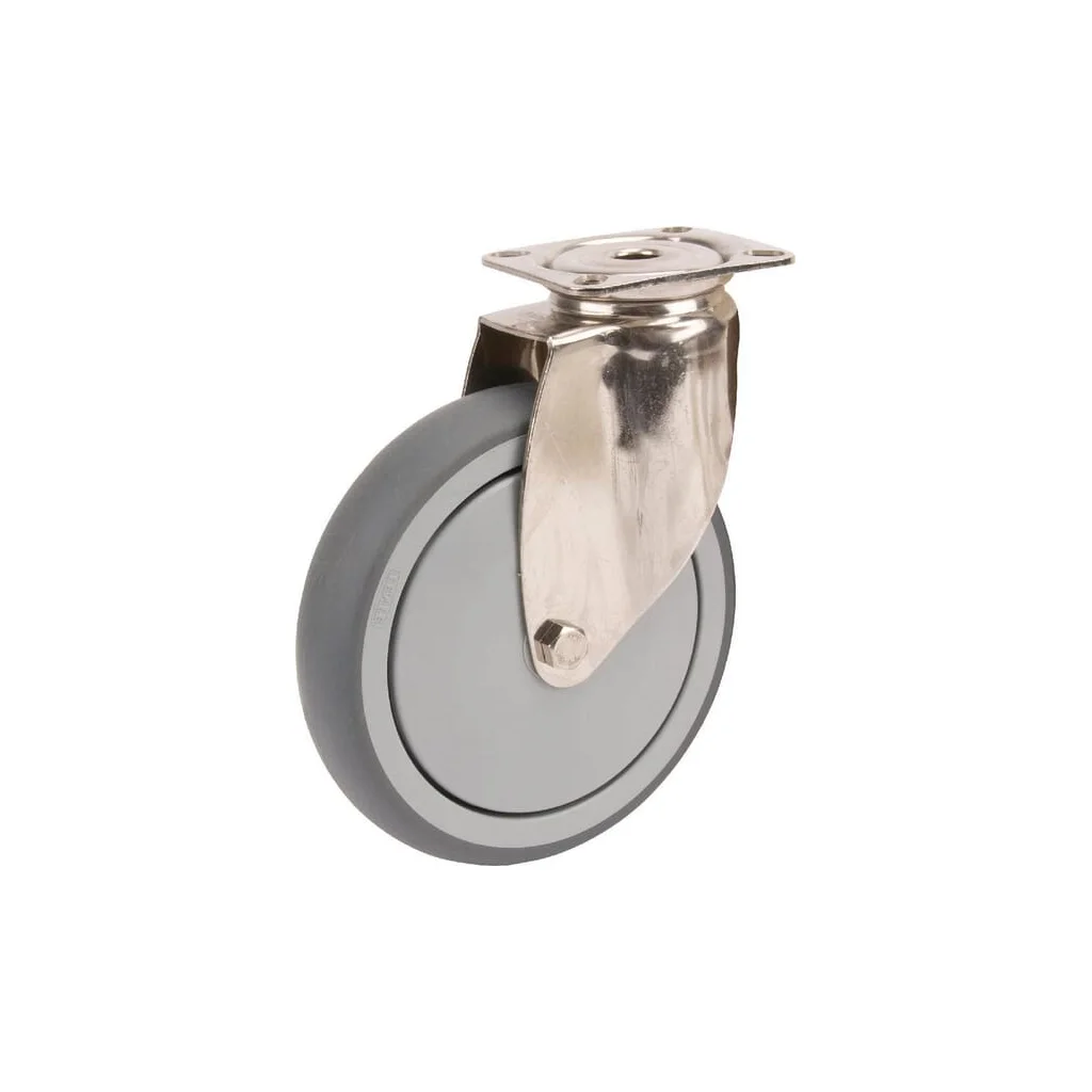 Roată pivotantă cu rolă cauciuc diametru 125x32mm fiting oțel inoxidabil 77x67mm sarcină 100kg Tente 7470PJC125P50