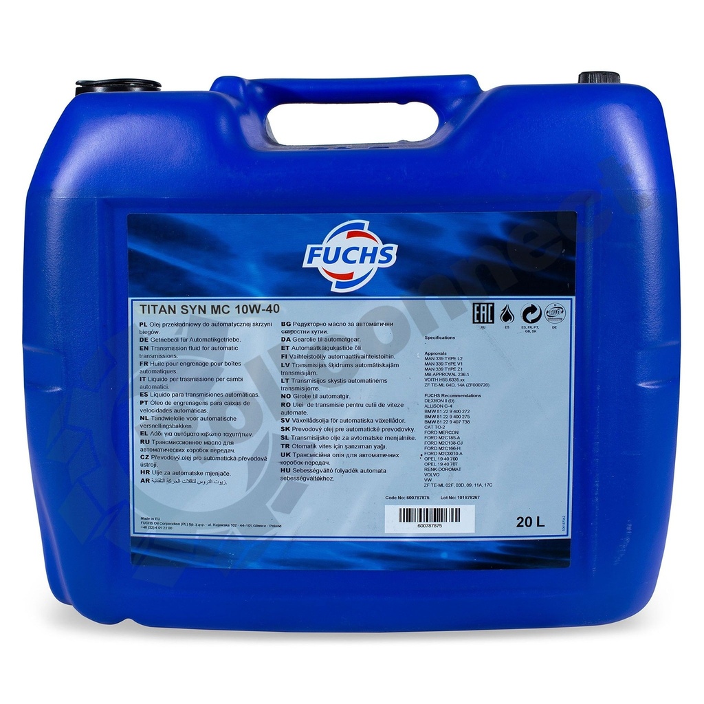 Ulei motor TITAN SYN MC 10W-40, 20L FUCHS