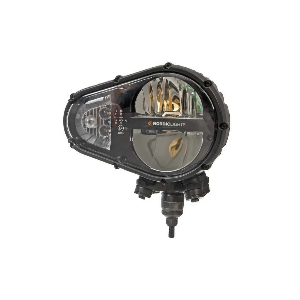 Far LED, oval dreapta, 12/24V, transparent, prindere cu șuruburi, 233x110x193mm, Deutsch 6-pin, fascicul dublu, Sculptor N6002 d